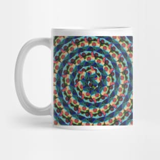 Beach House with Geometric Overlay Spiral Pattern Mug